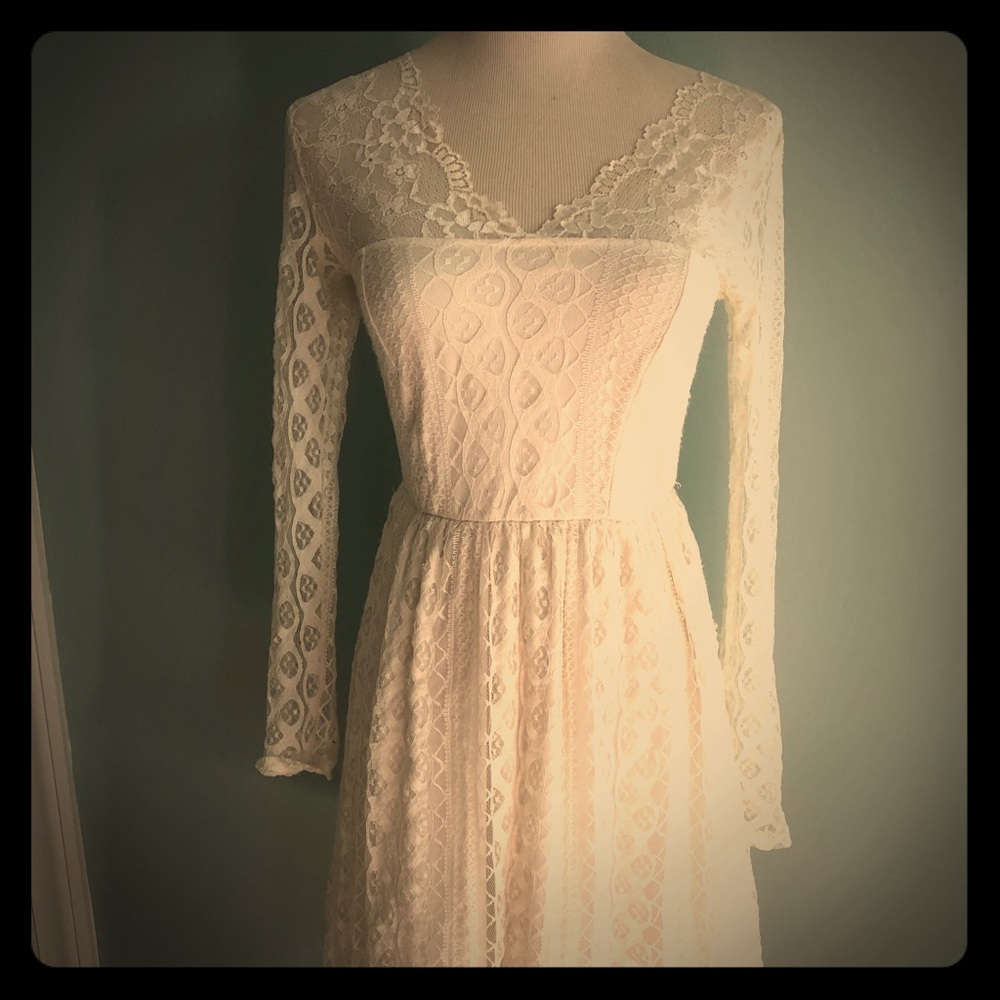 Cute, white lace, mini-dress.